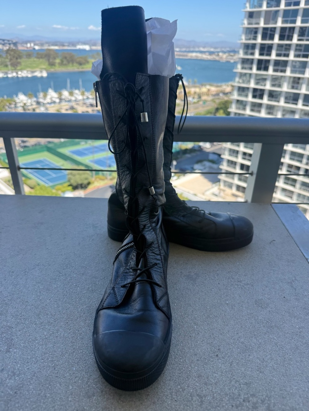 Kearny Boots - Black Lace-Up Combat Moto Boots - Women's 8 - Picture 4 of 6